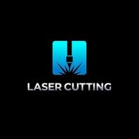 Laser cutting logo with blue color style vector
