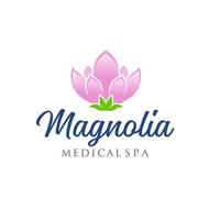 logotipo de flor de magnolia rosa con fondo blanco vector