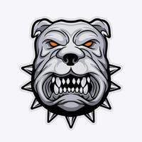 bulldog enojado, de color gris y negro con accesorios de púas vector