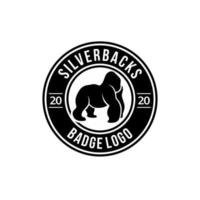 logotipo de la insignia de espalda plateada en blanco y negro vector