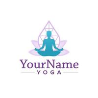 Feminine yoga studio logo template with lotus flower vector