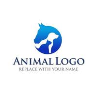 Animal logo with horse dog and cat icon vector