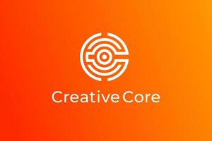 Letter C logo design template with orange background color vector