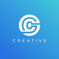 plantilla de diseño de logotipo de letra c con color blanco y fondo azul vector