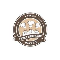 Logo badge for a bakery with three silhouettes of mustached chefs vector