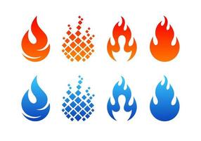 icono de fuego con color rojo y azul vector