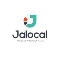 plantilla de diseño de logotipo de letra j con icono de combinación de colores vector