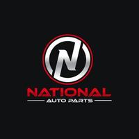 N initial logo with black and red color vector