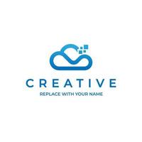 Cloud computing logo with a blue icon vector