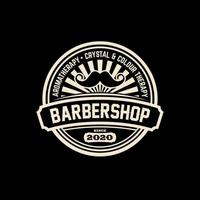 Barbershop badge logo with vintage style vector