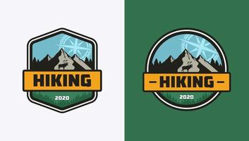 logo for nature lovers with compasses and mountains vector