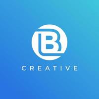 Letter B logo design template with white color and blue background vector