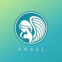 logotipo de ángel con vista lateral del ala vector