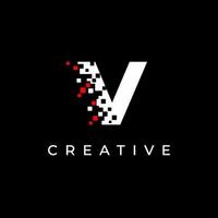 Letter V logo design template with with debris effect vector