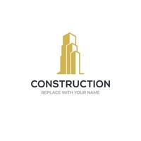 logotipo de construcción con el icono del edificio vector