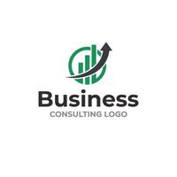 Business consulting logo with arrow and bar chart vector