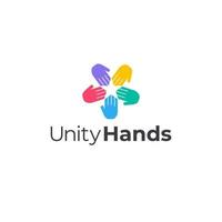 Hand logos form stars with bright colors vector