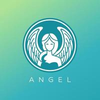 logotipo de ángel con vista frontal de ala