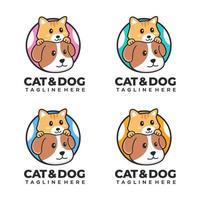 Cat and dog cartoon logo vector