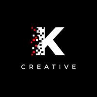 Letter K logo design template with with debris effect vector