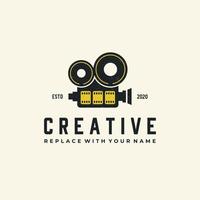 Retro movie projector vector with black and yellow color