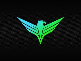 Modern eagle badge logo with blue and green RGB colors vector