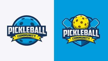 Pickleball community logo badge with white and blue background vector