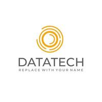 Data technology logo with a circle icon vector