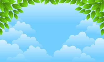 Leaves and clouds background with fine weather vector