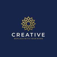 Abstract flower logo with gold color and dark background vector