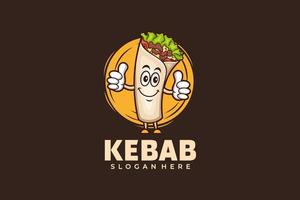 plantilla de diseño de logotipo de kebab en un estilo de mascota vector