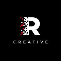 Letter R logo design template with with debris effect vector