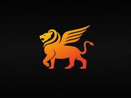 Winged lion logo with red gradation color vector