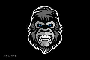 Gorilla esports logo on black background vector