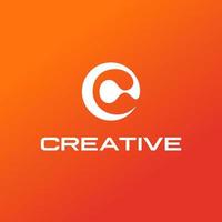 Letter C logo design template with orange background vector