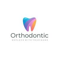 Dental logo with a rainbow color tooth icon vector