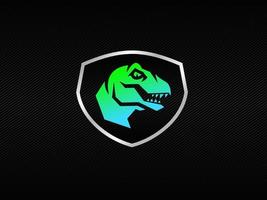 Modern raptor head badge logo with bright RGB colors vector