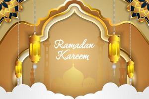 Ramadan Kareem Islamic background with element and brown color vector