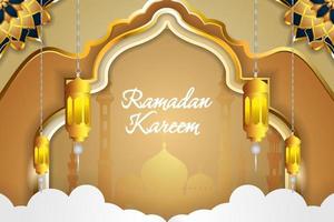 Ramadan Kareem Islamic background with element and brown color vector