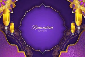 fondo ramadan kareem estilo islámico color púrpura con elemento vector