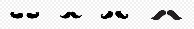 Mustache Icon Set. Black Old style mustaches isolated on transparent background vector