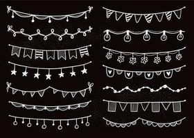 Party garland set with flag, bunting, pennant vector