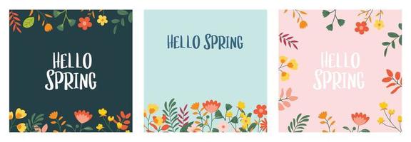 Hello spring banner background template with colorful flower.Can be use social media card, voucher, wallpaper,flyers, invitation, posters, brochure. vector