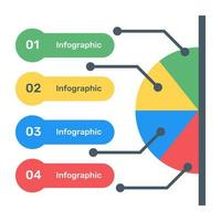 una infografía moderna que muestra un gráfico circular múltiple en un icono plano vector