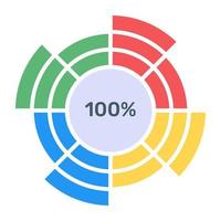 A modern infographic showing multi pie chart in flat icon vector