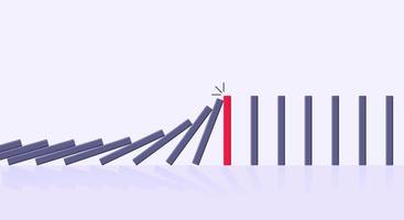 Domino effect business concept. Line in a row of falling board game blocks of dominoes flat style vector illustration.