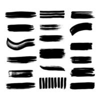 Big collection of line hand drawn trace brush strokes black paint texture set vector illustration isolated on white background. Calligraphy brushes high detail abstract elements.