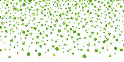 Shamrock or green clover leaves pattern background flat design vector illustration isolated on white background.