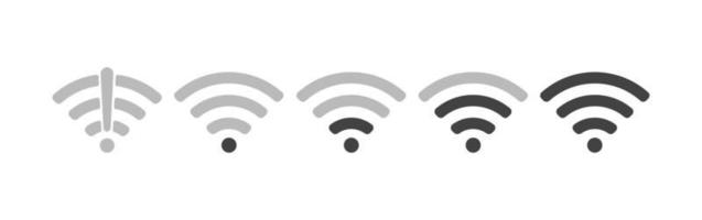 Conjunto de ilustración de vector de diseño plano de signo de icono de wifi inalámbrico.