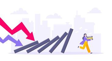 Domino effect or business resilience metaphor vector illustration concept.